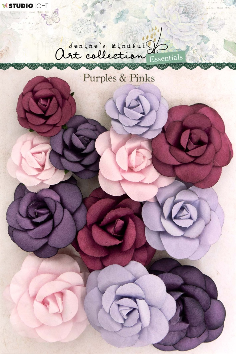 Jma Paper Flowers Purples & Pinks Essentials 90X120x6mm 12 Pc Nr.03