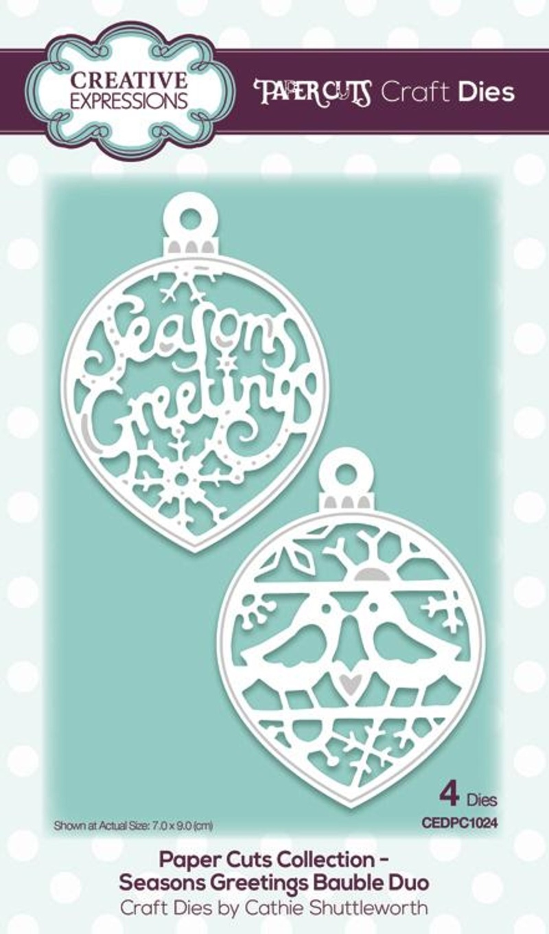 Creative Expressions Die Paper Cuts Collection - Seasons Greetings Bauble Duo