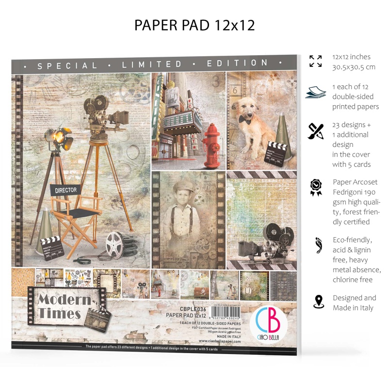 Ciao Bella Modern Times Limited Edition Paper Pad 12"X12" 12/Pkg