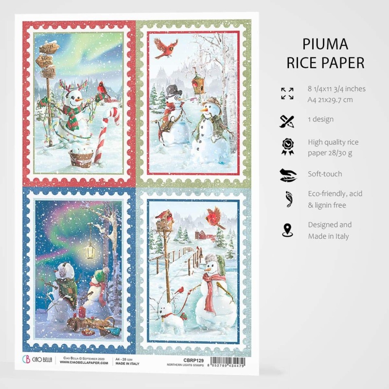 Ciao Bella Rice Paper A4 Northern Lights Stamps