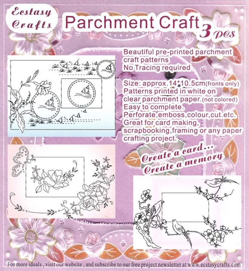 3 Parchment Patterns -Butterfly, Birds, Fish