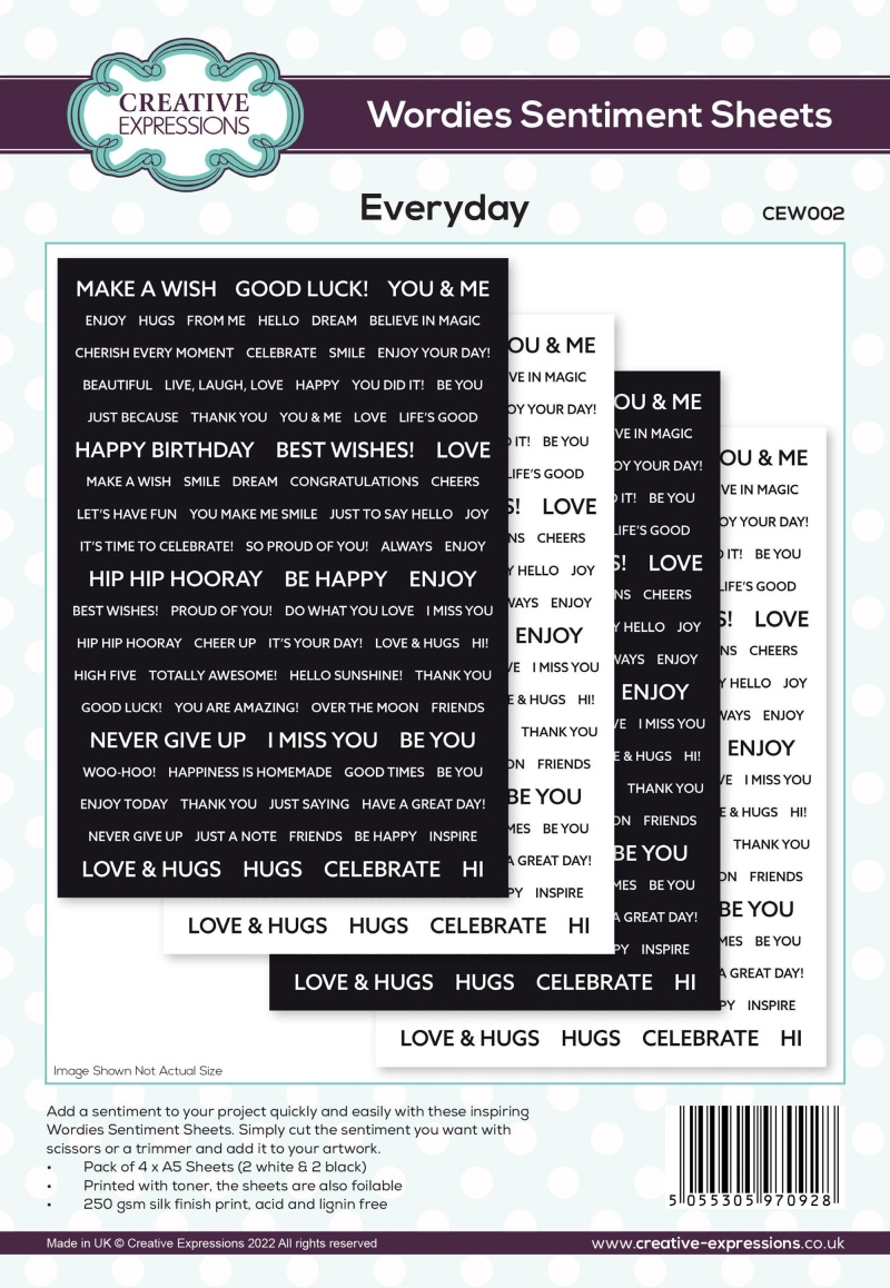 Creative Expressions Wordies Sentiment Sheets - Everyday Pk 4 6 In X 8 In