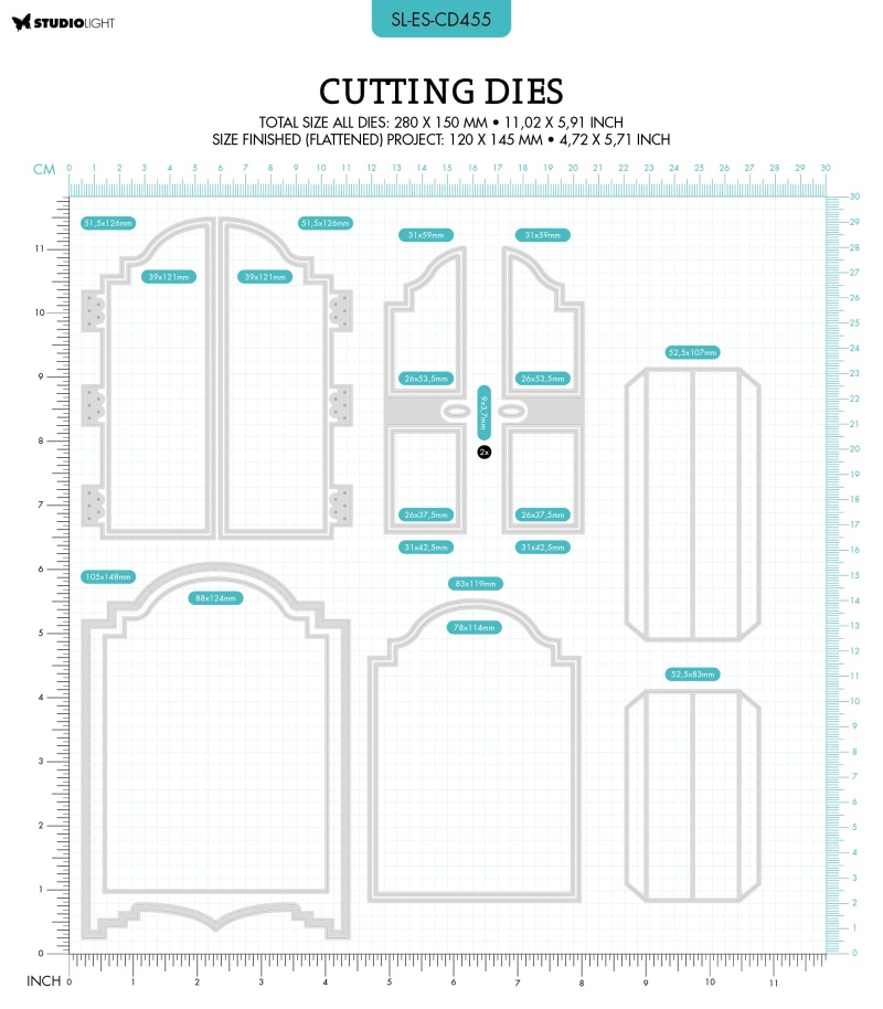 Sl Cutting Dies 3D Closet Card Shape Essentials 280X150x1mm 18 Pc Nr.455