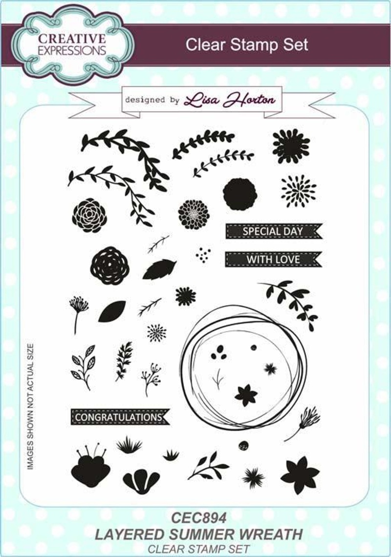 Creative Expressions Layered Summer Wreath A5 Clear Stamp Set