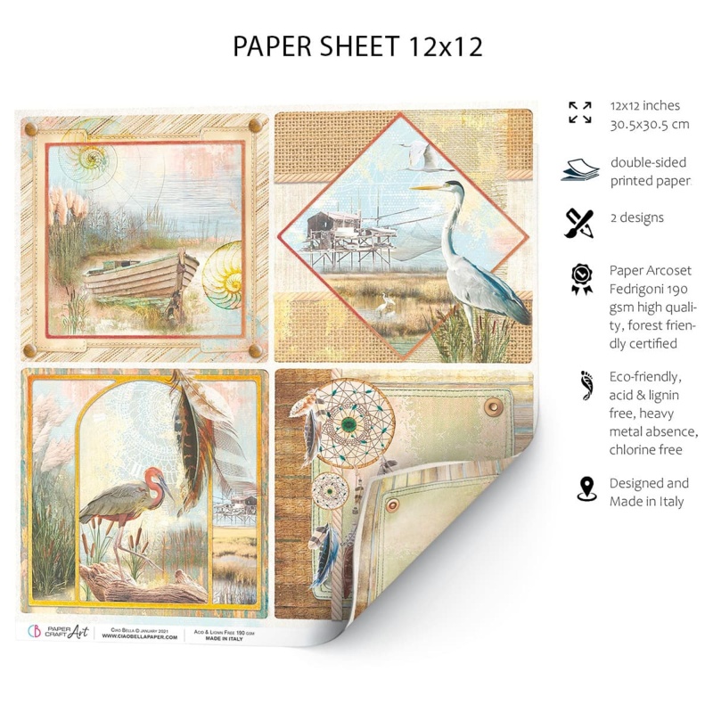 Ciao Bella Delta Cards Paper Sheet 12"X12" 1 Sheet