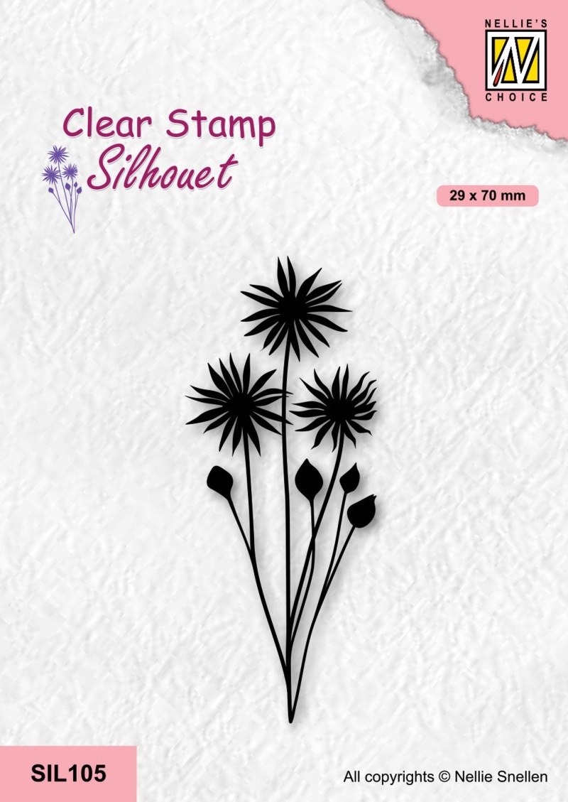 Nellie's Choice Clear Stamp Silhouette - Flowers-18