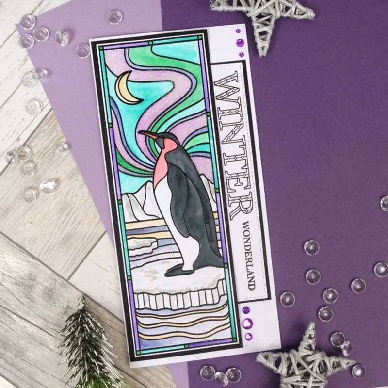 For The Love Of Stamps - A Stained Glass Christmas - Icy Penguin