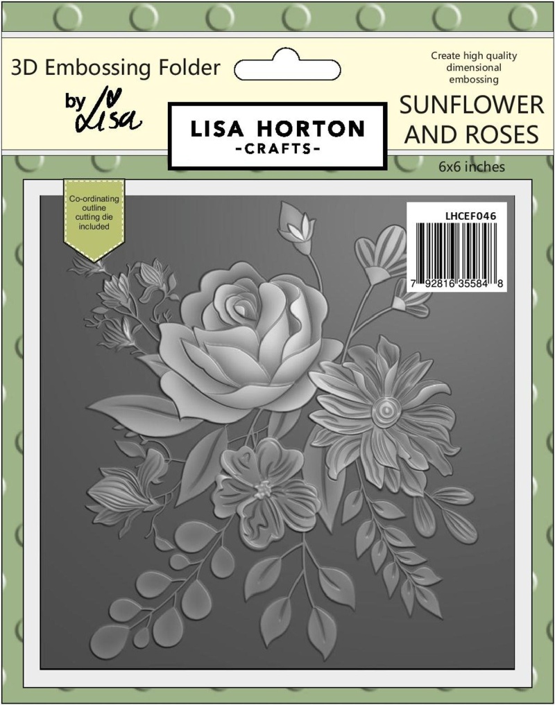 Sunflowers And Roses 6X6 3D Embossing Folder With Cutting Die
