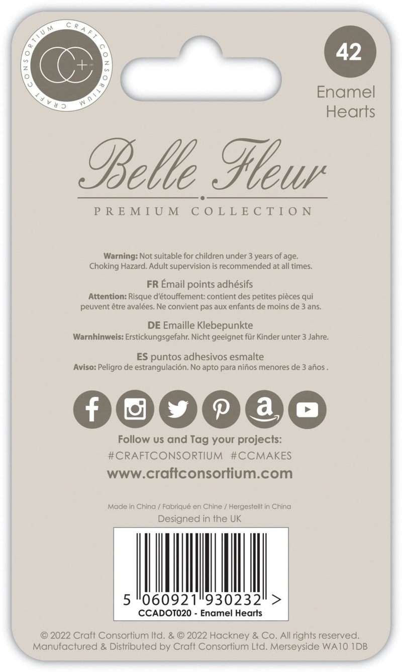 Craft Consortium Belle Fleur - Enamel Hearts