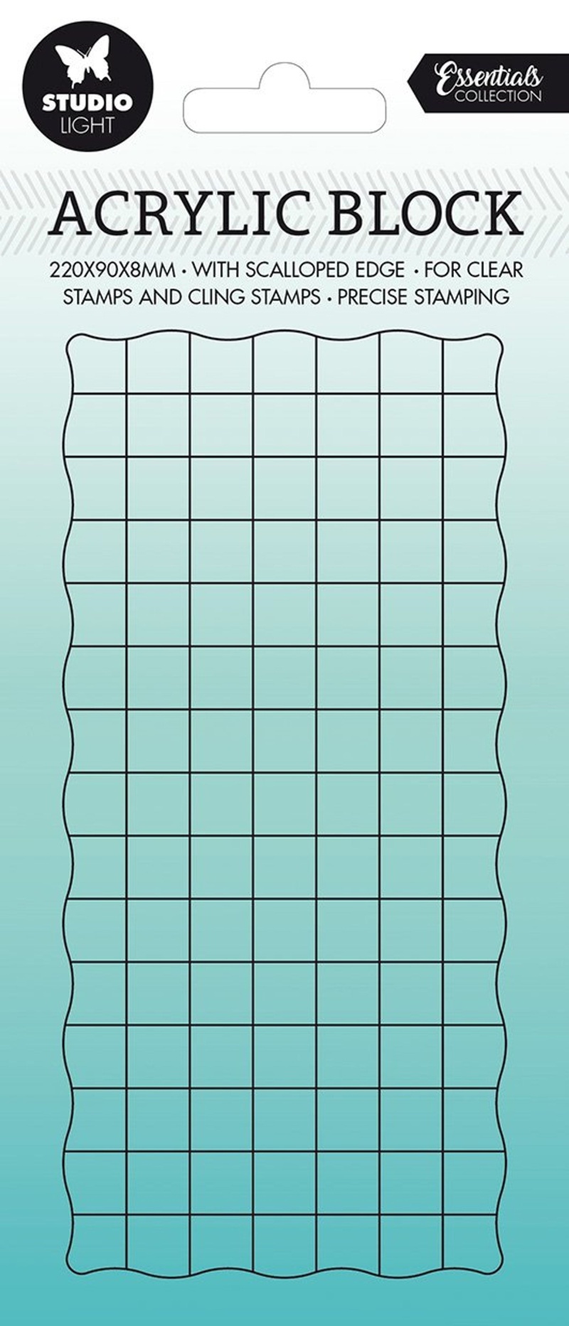 Sl Acrylic Stamp Block For Clear And Cling Stamps With Grid Essentials 150X70x8mm Nr.02