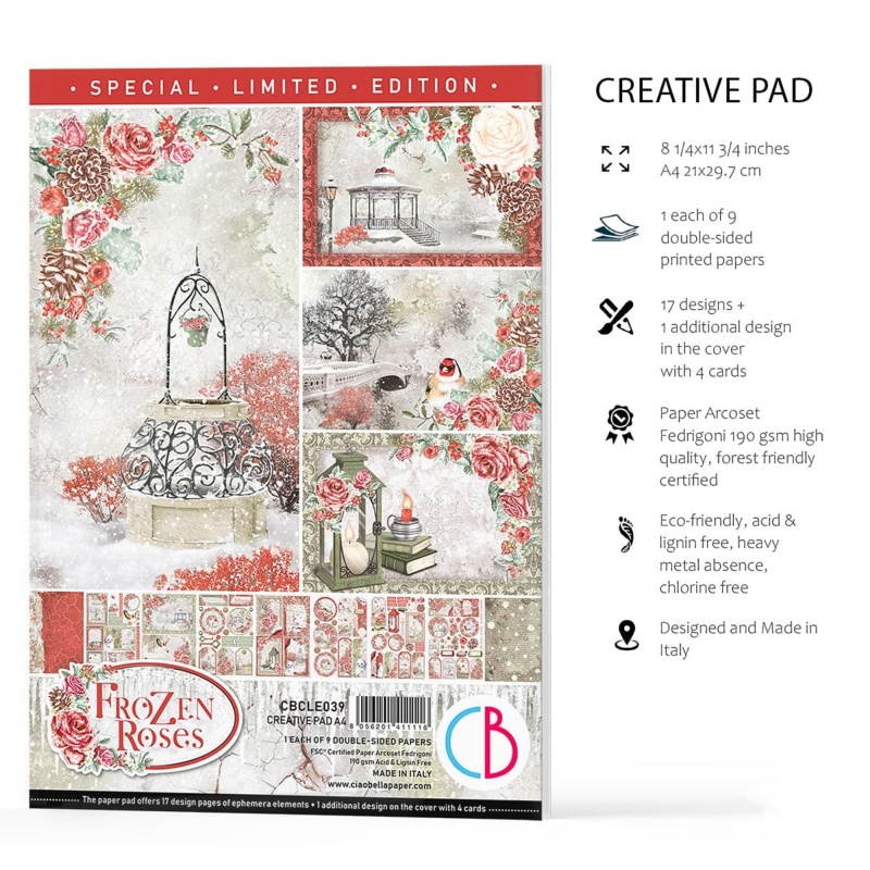 Ciao Bella Frozen Roses Limited Edition Creative Pad A4 9/Pkg
