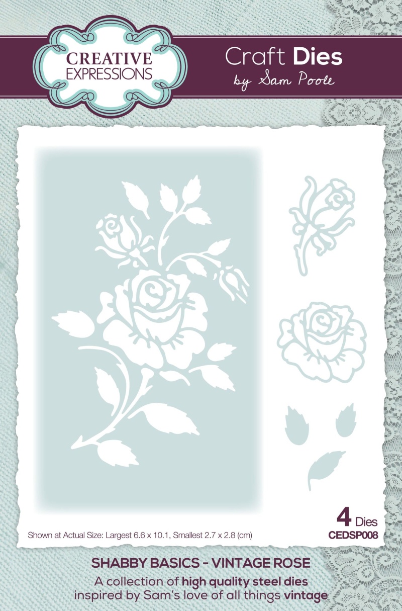 Creative Expressions Sam Poole Shabby Basics Vintage Rose Craft Die