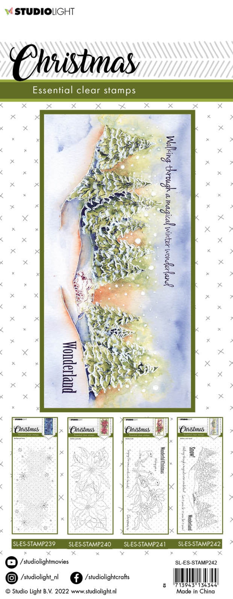 Sl Clear Stamp Christmas Slimline Snow Forest Essentials 105X210x3mm 5 Pc Nr.242