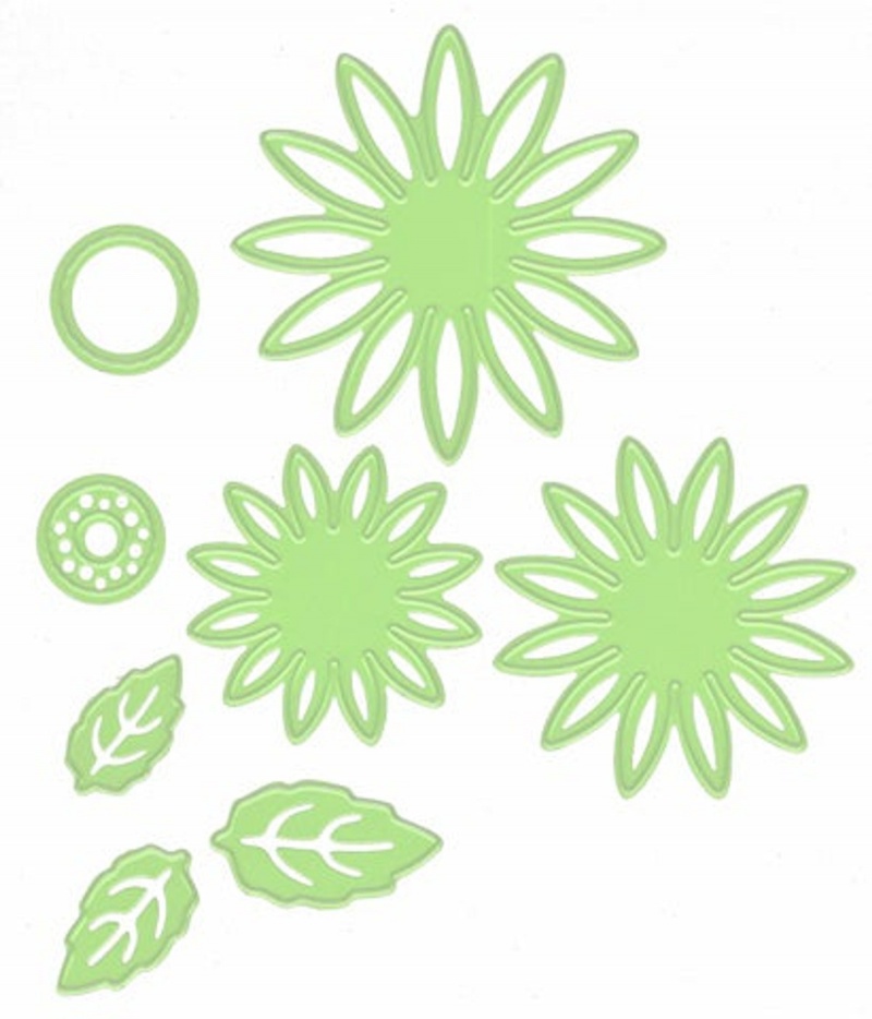 Cutting & Embossing Dies - Daisy Flower And Leaves