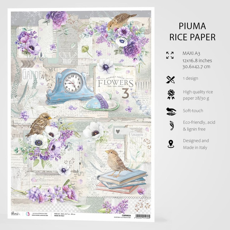 Ciao Bella Rice Paper A3 Everyday Is A Fresh Start - 3 Sheets