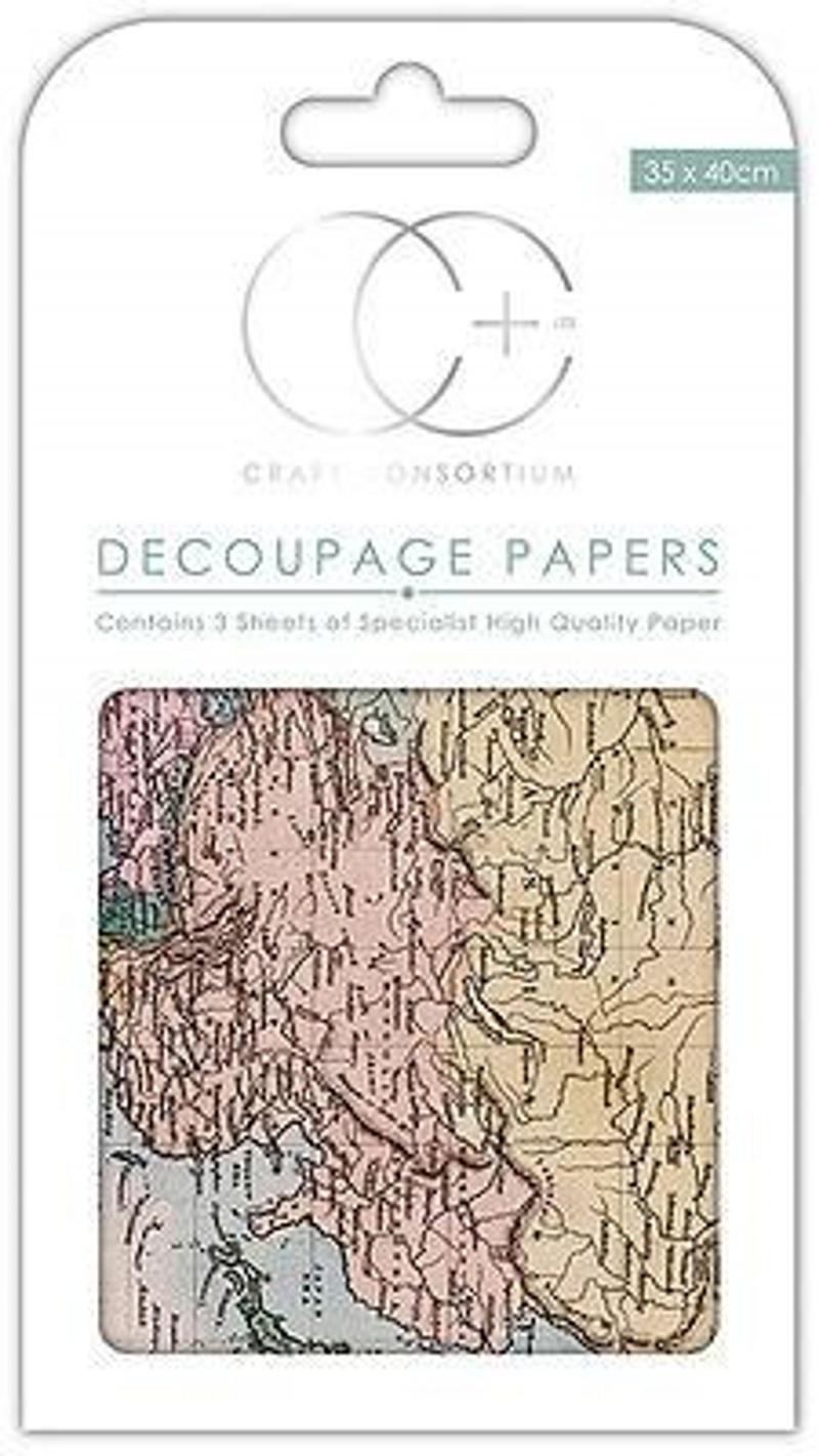 World Map Decoupage Papers