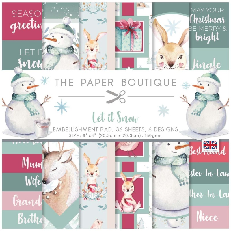 The Paper Boutique Let It Snow 8 In X 8 In Embellishments Pad