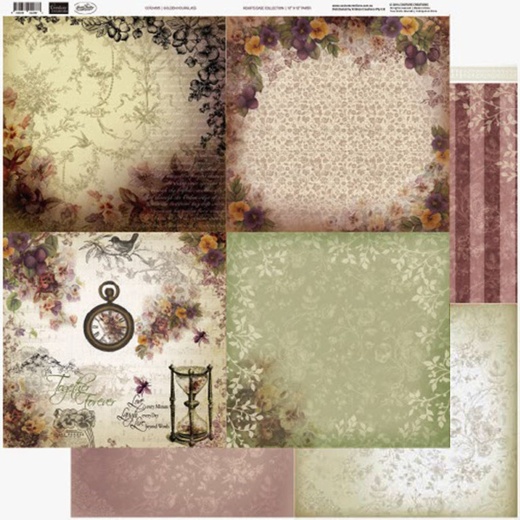 Couture Creations 12 x 12 Paper - Golden Hourglass 5 Sheets