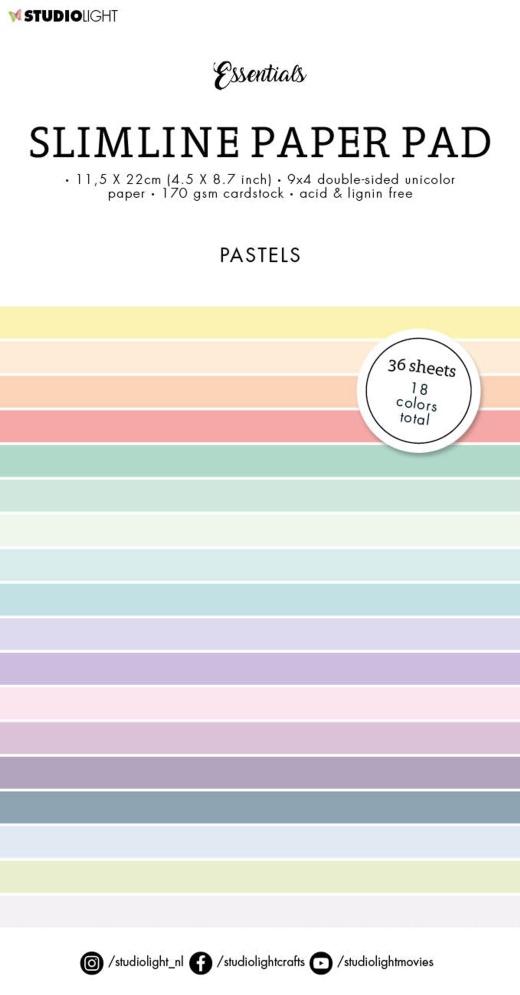 SL Paper Pad Double Sided Unicolor Pastels Slimline Essentials