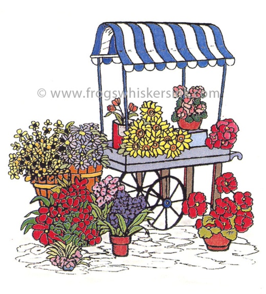 Frog's Whiskers Ink Stamps - Flower Cart Cling Mount Stamp