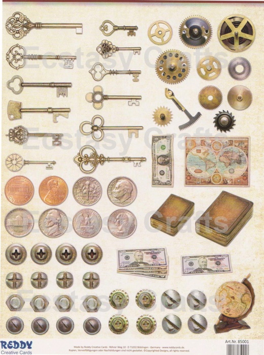 Pre Cut Sheets - Keys, Coins, and Money