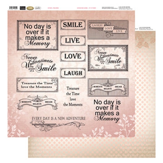 12X12 Patterned Paper - Pink Words - Vintage Rose Collection (5)