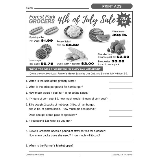 Ads & Coupons: Consumer Life Skills Activities