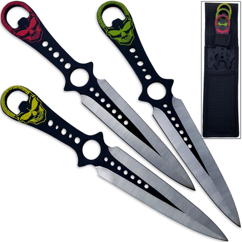 Grinning Demon Throwing Knife Set Of 3 Death Note Ninja Skulls
