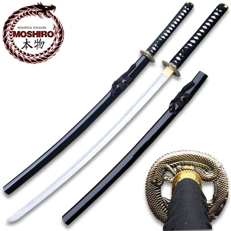 Black Moshiro Honmono Functional Japanese Sword Sengoku Warrior Katana