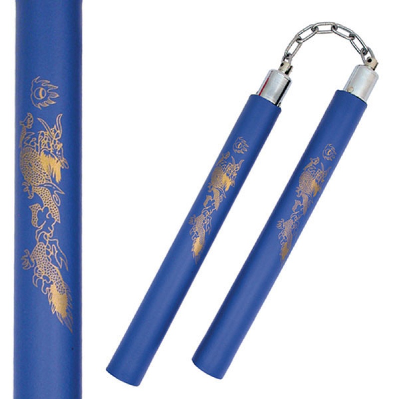 12" Foam Nunchaku, Blue Color With Chain