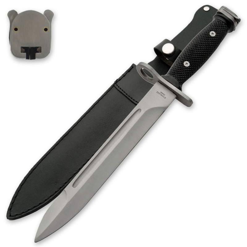 World War II Black Synthetic Great Bayonet Fixed Knife, 8.88-Inch Spear Point