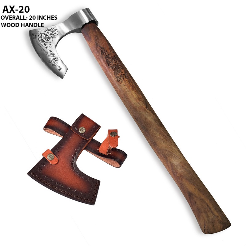Custom Hand Forged Viking Dragon Etched Blade With Carbon Steel Head