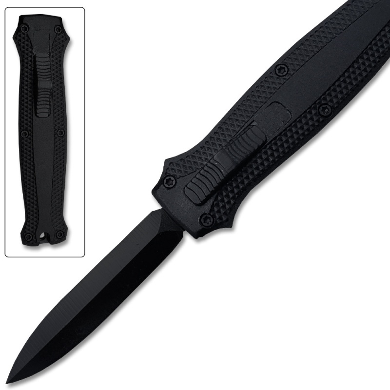 Legends Micro Otf Stiletto Blade Knife Black Out The Front Limited Edition