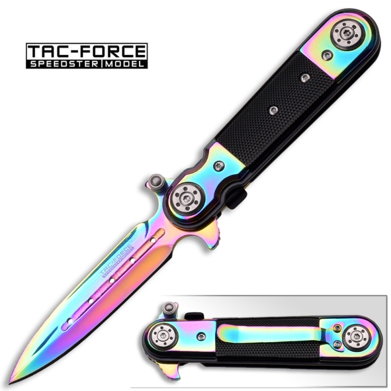 Rainbow Stiletto Style Assisted Knife with G-10 Handle