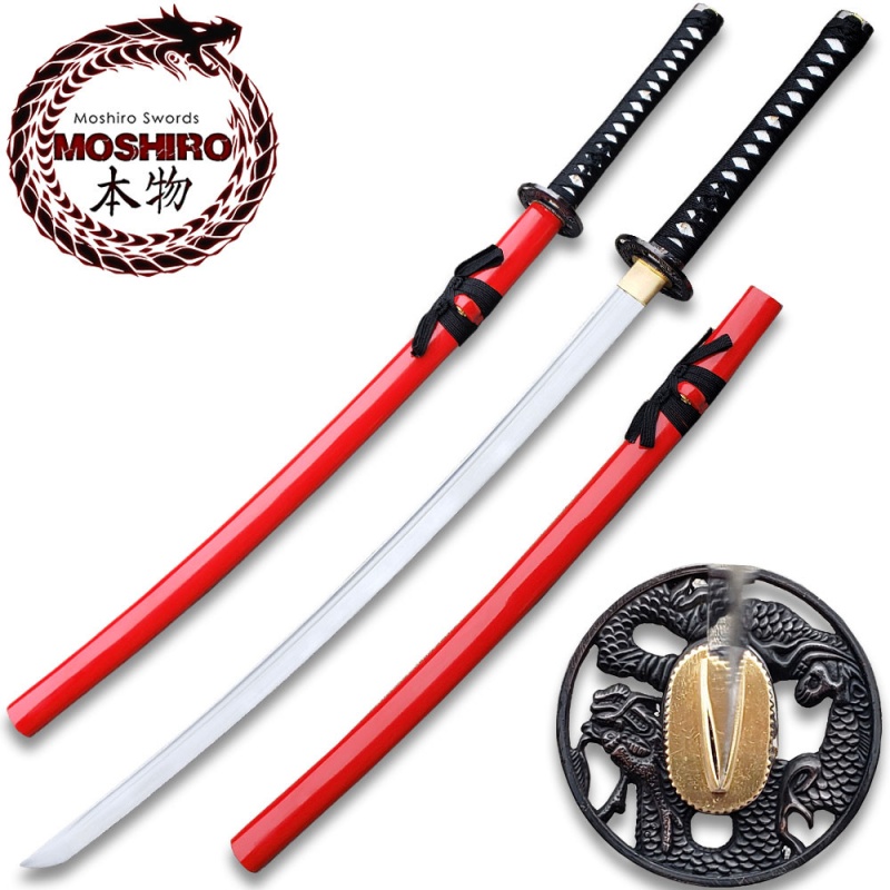 Red Moshiro Honmono Functional Japanese Sword Katana