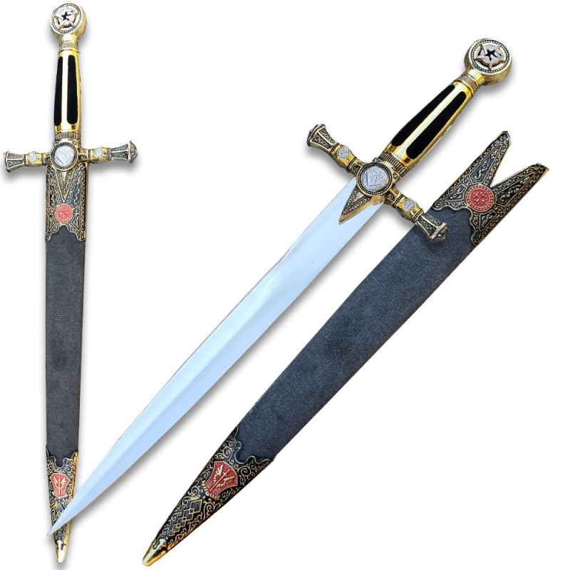 Masonic Dagger Sword With Handle, Black Velvet