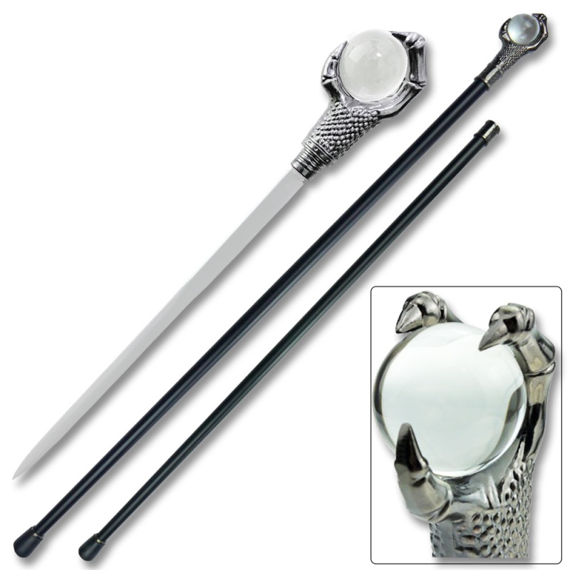 Claw Walking Cane Sword 37 In Staff W Crystal Ball
