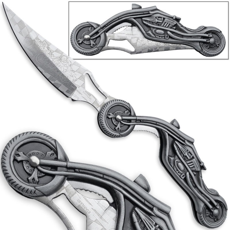 Road Rash Pocket Knife Chopper Davidson Motif 8.25In Folder Moto