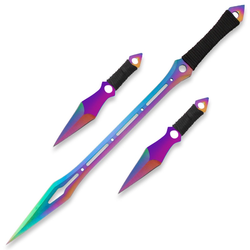 Tiitanium Ninja Warrior Sword 27" Overall 2 Pcs Throwing Knife Set