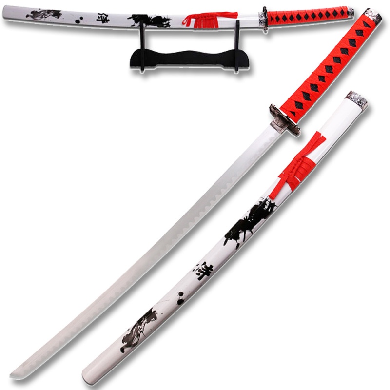 New Red & White Samurai Katana 40" Overall