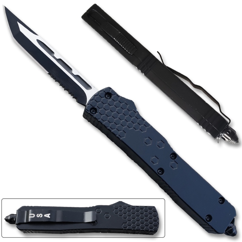 Slim Black Tanto Point Otf Knife Assisted Open Tactical Glass Breaker