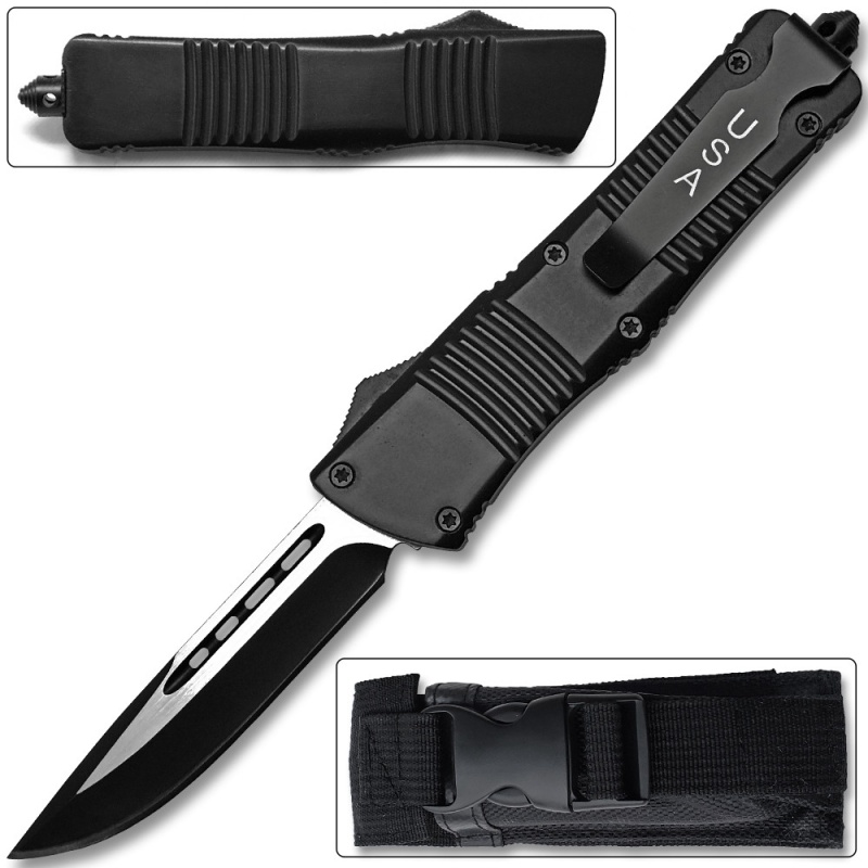 Straight Edge Destroyer Otf Knife - Clip Plain Usa