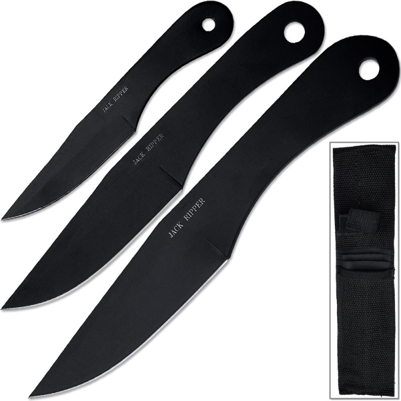 Jack Ripper Black Trifecta Knives Set 3Pcs Throwers All 3 Sizes Extremely Sharp