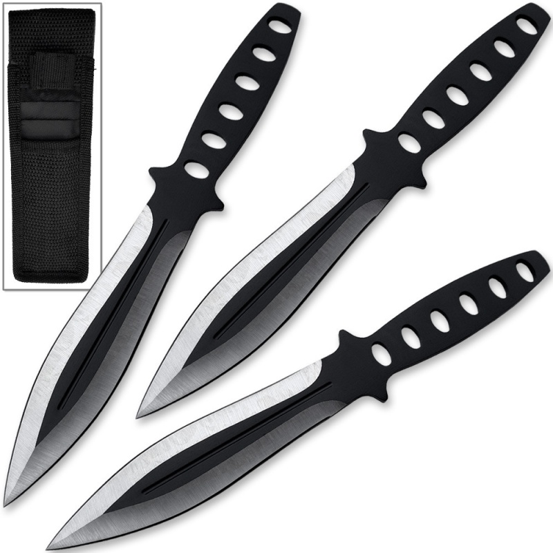 Deadeye Precision Throwing Knife Set 3Pc Two Tone Black Stainles