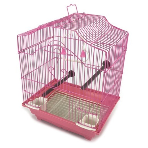 Pink 14-Inch Small Parakeet Wire Bird Cage - Perfect Travel Cage for Budgie Parakeets