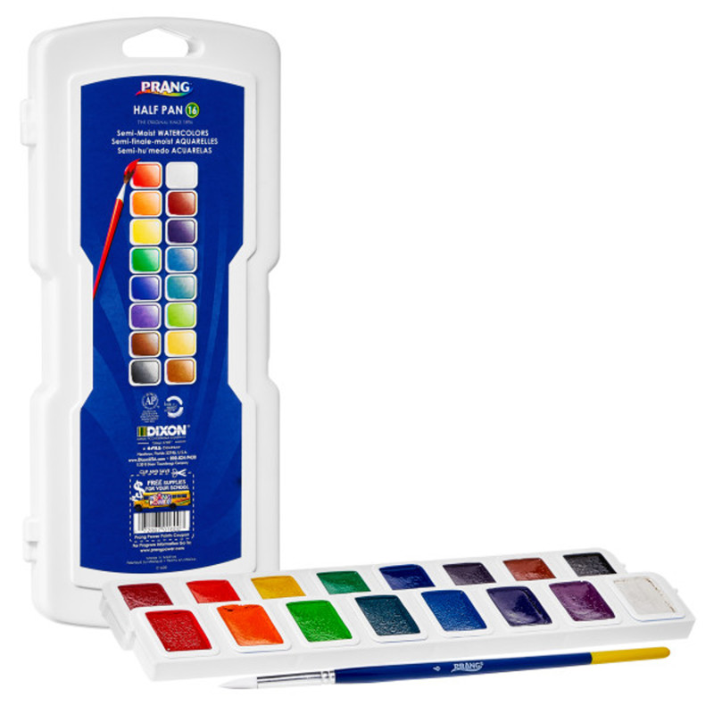 Crayola Washable Watercolor Set 16 Semi Moist Oval Pans 1 Brush - Crayola