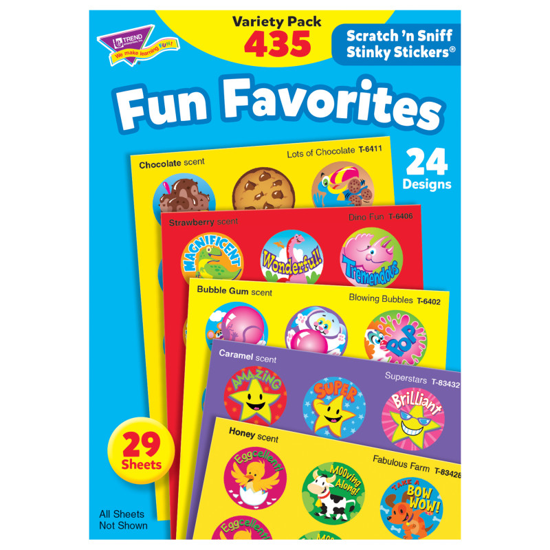 TREND Stinky Stickers Variety Pack STICKERS,FUN&FANCY,432/PK (Pack of8)