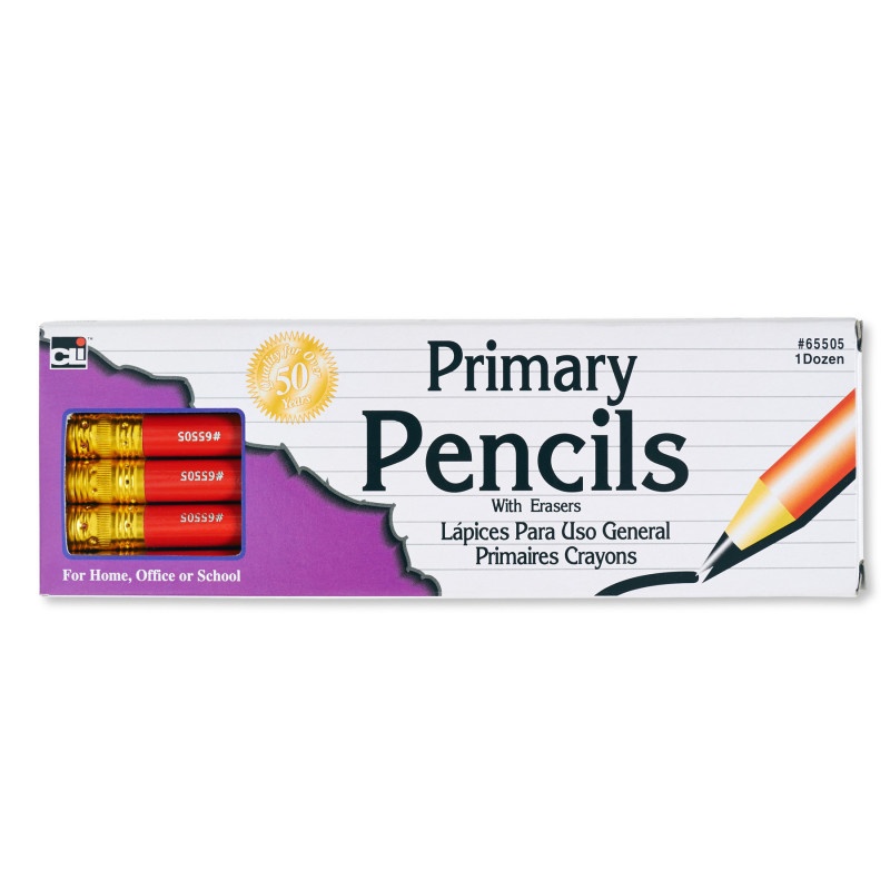 Pencil Primary Red W/Eraser