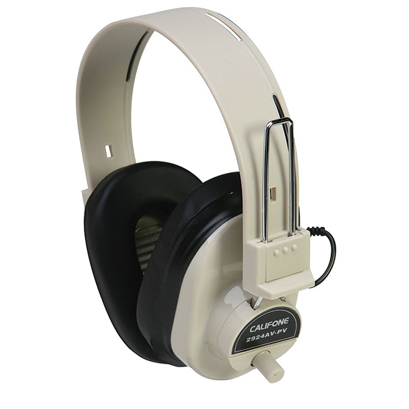 Deluxe Mono Headphone Fixed Coiled Cord W/ Volume Control