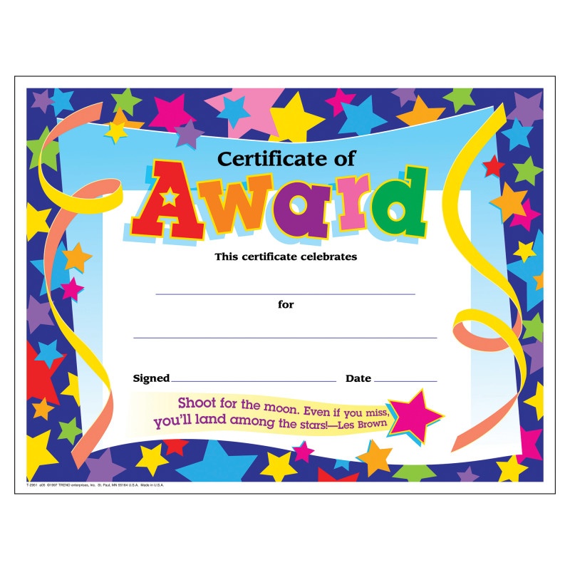 Certificate Of Award Stars 30/Pk 8-1/2 X 11